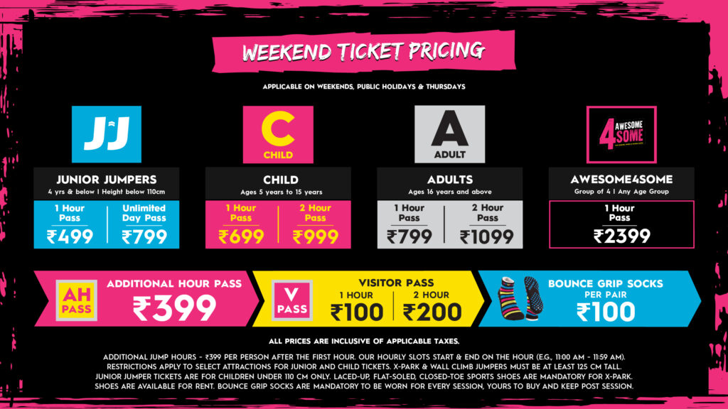 BOUNCE Bengaluru weekend pricing